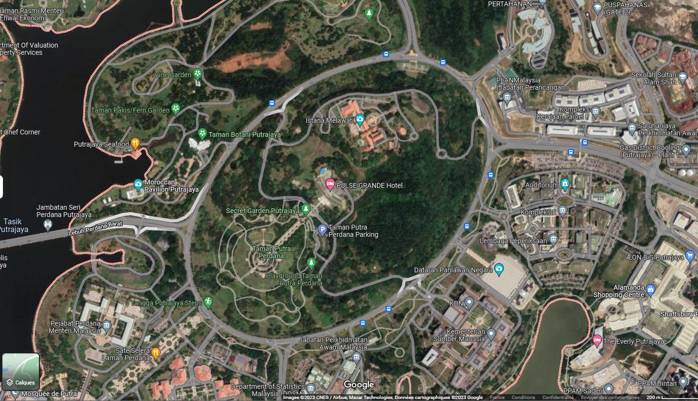 Rond-point Putrajaya Malaisie - Crédit photo ©2023 CNES / Airbus, Maxar Technologie via Google Map