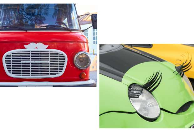 Accessoire de voiture : moustache et cils